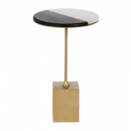 Set Masute Laterale Alb Negru CreativDeco - Blaturi Bicolore si Picioare Auriu [3]