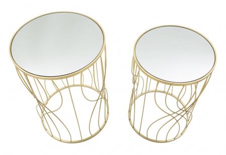 Set 2 masute laterale aurii cu oglinda-Line | creativdeco.ro [2]