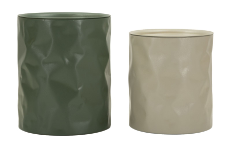 Mobilier - Set 2 masute laterale metalice verde si alb pentru living HORECA