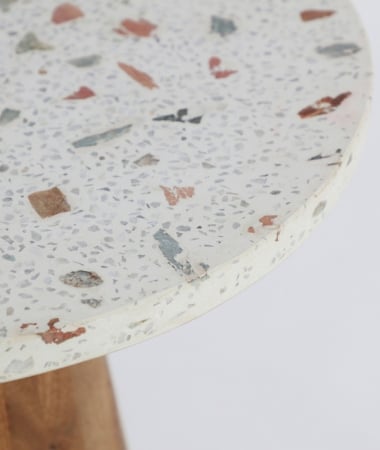 Mese laterale terrazzo alb și mango maro set 2 bucăți [1]