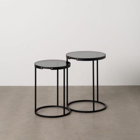 Mese - Set mese laterale sticlă fumurie & metal – accente glam