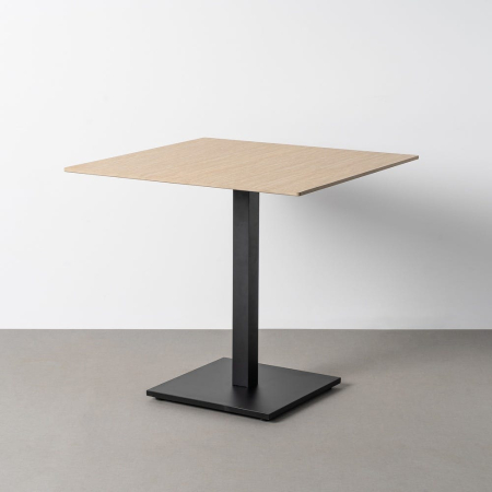 Mese Dining - Set 2 mese pătrate bej din piatra sinterizata cu structura metalica neagra 80x80x75 cm