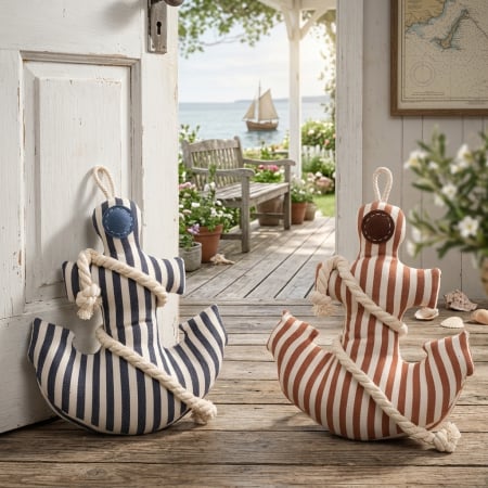 Opritoare pentru usi - Set 2 opritoare de ușă textile în formă de ancoră