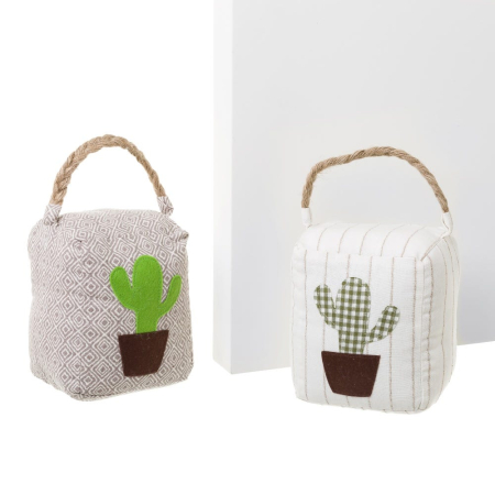 Colectia noua - Set de două opritoare în formă de geantă cubică cu cactus aplicat și mâner împletit