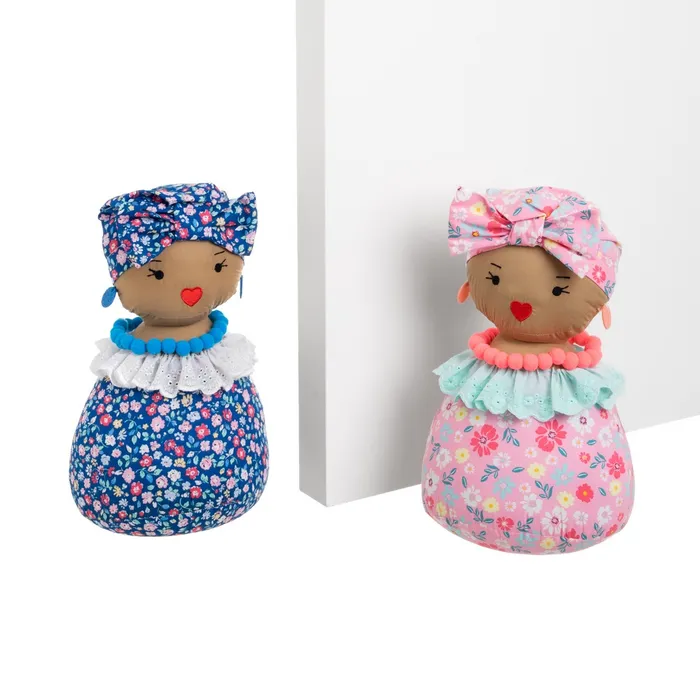 Opritoare pentru usi - Set 2 opritoare de ușă textile în formă de păpuși colorate