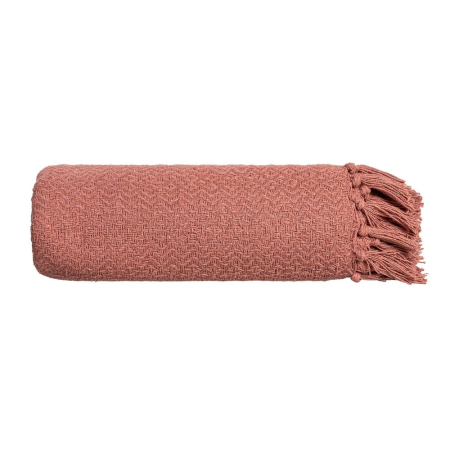 Set 2 pături cărămiziu din bumbac și stofă cu franjuri 125 x 150 cm