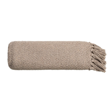 Set 2 pături maro din bumbac și stofă cu franjuri 125 x 150 cm