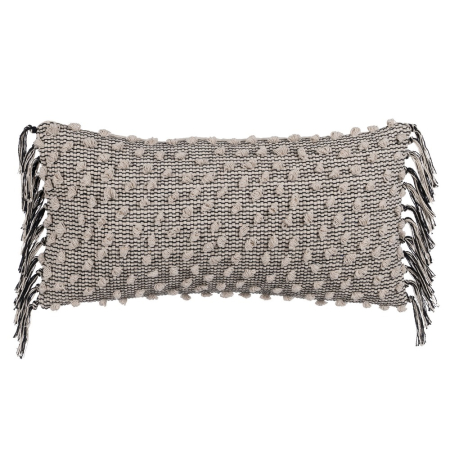 Perne Decorative - Set 2 perne cu franjuri bej și negru din bumbac și poliester 30x60 cm
