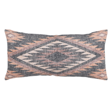 Perne Decorative in Stil Rustic - Set 2 perne cu model kilim gri și roz din bumbac și poliester 30x60 cm