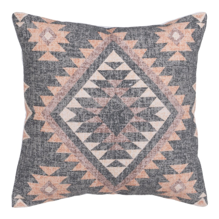 Perne Decorative in Stil Rustic - Set 2 perne cu model kilim gri și roz din bumbac și poliester 45x45 cm