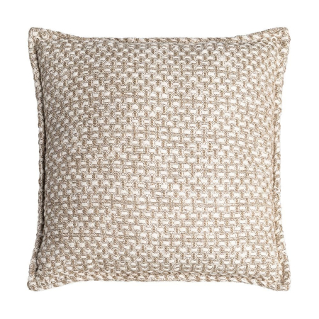 Textile - Set 2 perne decorative bej cu țesătură cu bobițe în relief și margine dublată pe fundal alb