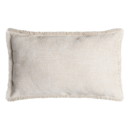 Textile in Stil Mediteranean - Set 2 perne decorative dreptunghiulare crem cu fir de in și margine franjurată fin