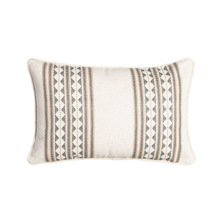 Textile - Set 2 perne decorative dreptunghiulare crem cu gri si bej, bumbac si in, model geometric decorativ 45 x 30 cm