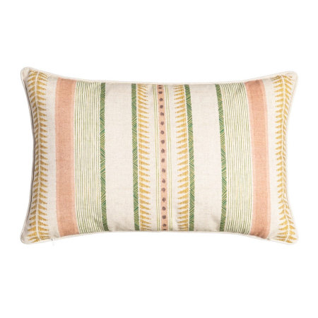 Perne Decorative - Set 2 perne decorative dreptunghiulare crem cu dungi multicolore