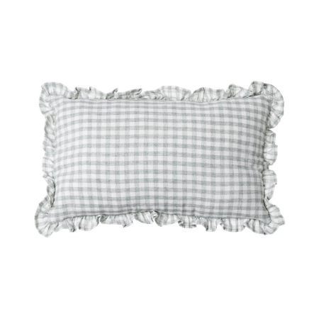 Perne Decorative - Set 2 perne decorative dreptunghiulare gri cu carouri și volane