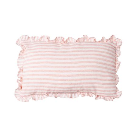 Perne Decorative - Set 2 perne decorative dreptunghiulare roz cu dungi și volane