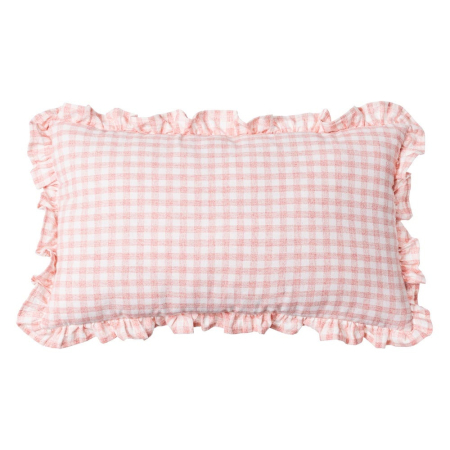 Perne Decorative - Set 2 perne decorative dreptunghiulare roz cu carouri și volane