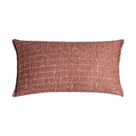 Textile in Stil Mediteranean - Set 2 perne decorative dreptunghiulare teracotă cu cusături orizontale scurte crem pe fundal alb