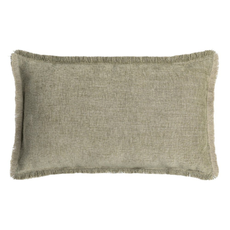 Textile in Stil Mediteranean - Set 2 perne decorative dreptunghiulare verde salvie cu fir de in și țesătură mată și margine franjurată