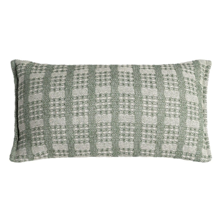 Rustic - Set 2 perne decorative dreptunghiulare verzi cu model în carouri verzi și albe țesute pe fundal alb