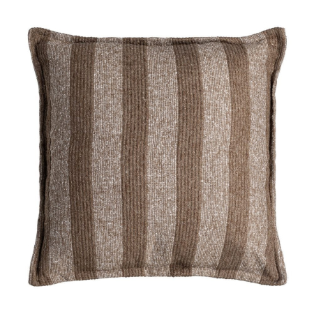 Rustic - Set 2 perne decorative maro cu dungi verticale late în tonuri de ciocolată și bej pe fundal alb