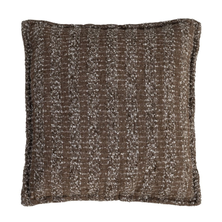 Contemporan - Set 2 perne decorative maro cu dungi verticale din țesătură bouclé cu margine plată și fermoar