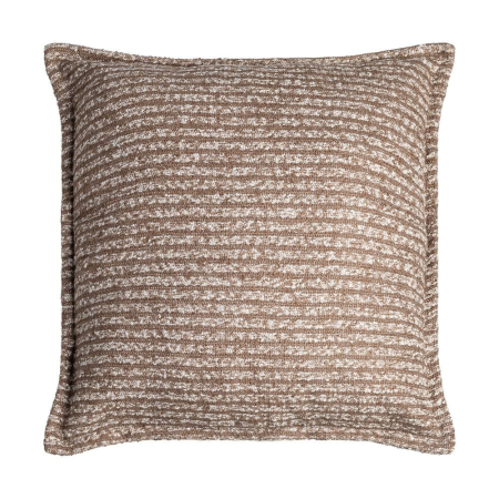 Rustic - Set 2 perne decorative maro-taupe cu nervuri orizontale în relief și margine dublată pe fundal alb