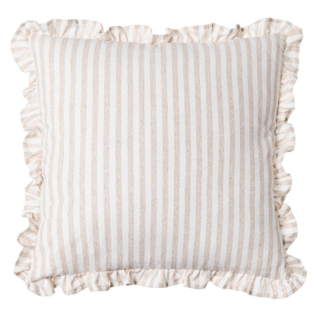 Perne Decorative - Set 2 perne decorative pătrate bej cu dungi și volane