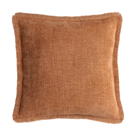 Textile in Stil Mediteranean - Set 2 perne decorative pătrate cărămizii cu fir de in și țesătură pufoasă și margine franjurată