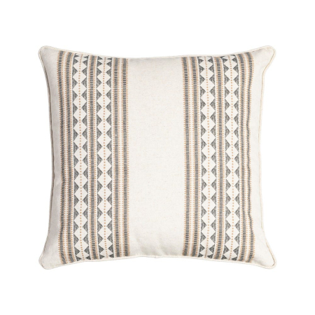 Textile - Set 2 perne decorative patrate crem cu gri si bej, bumbac si in, model geometric decorativ 45 x 45 cm