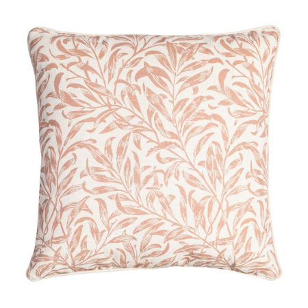 Perne Decorative - Set 2 perne decorative pătrate crem cu frunze roz pudrat