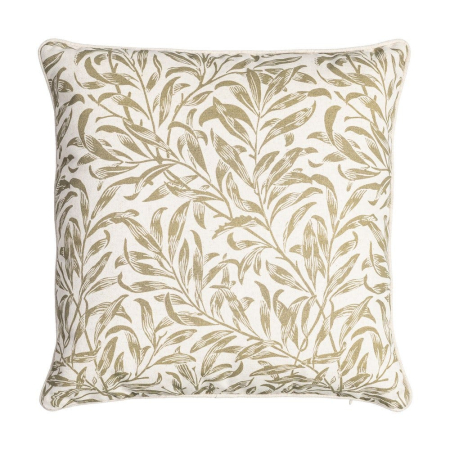 Perne Decorative - Set 2 perne decorative pătrate crem cu frunze verde măsliniu