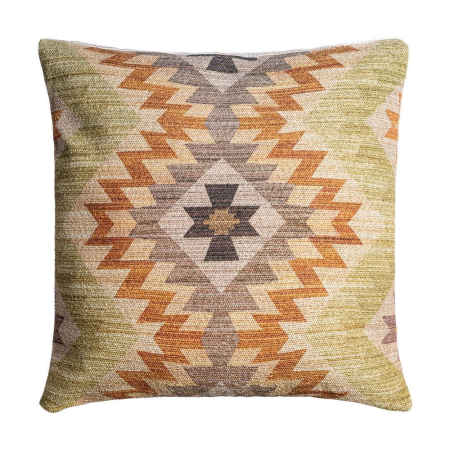 Textile - Set 2 perne decorative model etnic verde și maro din stofă și lână 60x60 cm