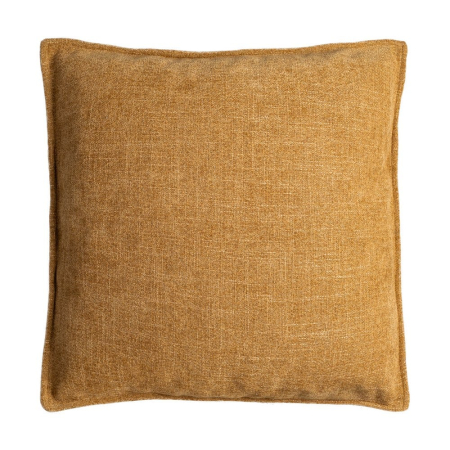 Textile in Stil Mediteranean - Set 2 perne decorative pătrate mari muștar cu țesătură moale cu fir gros și bordură îngustă