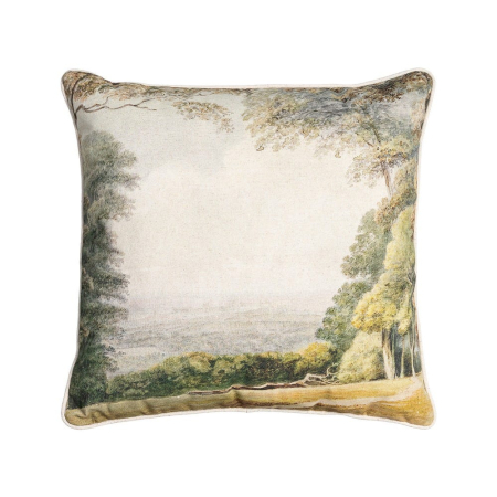 Textile - Set 2 perne decorative patrate multicolore, bumbac si in, imprimeu peisaj 45 x 45 cm