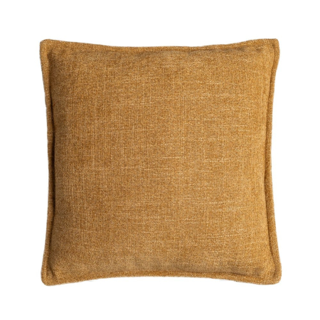 Textile in Stil Mediteranean - Set 2 perne decorative pătrate muștar cu țesătură moale cu fir gros și bordură îngustă