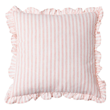 Perne Decorative - Set 2 perne decorative pătrate roz cu dungi și volane
