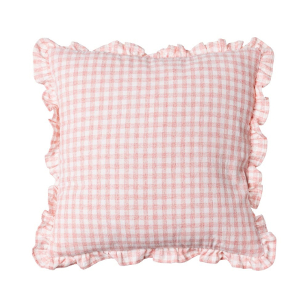Perne Decorative - Set 2 perne decorative pătrate roz cu carouri și volane