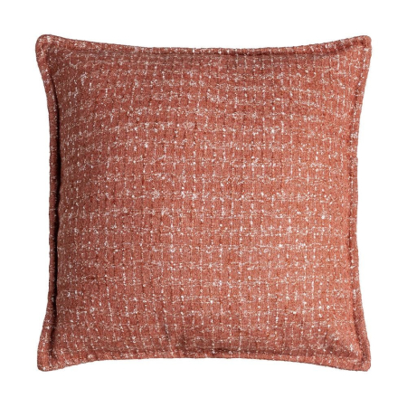 Textile in Stil Mediteranean - Set 2 perne decorative ruginii cu linii cusute punctat în ață crem pe fond țesut pe fundal alb
