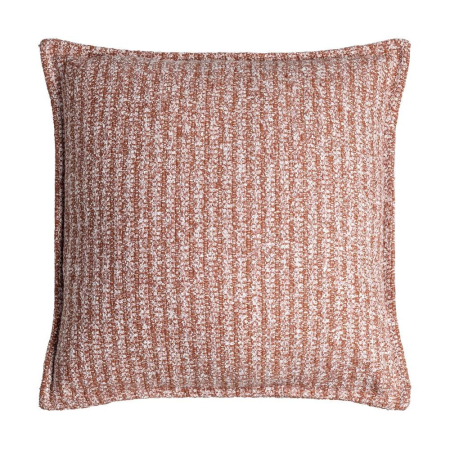 Textile in Stil Mediteranean - Set 2 perne decorative teracotă cu dungi verticale fine din fire roșcate și pale pe fundal alb