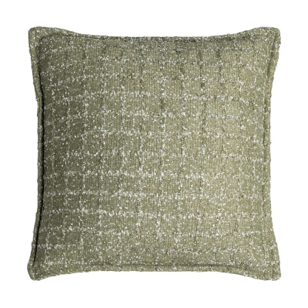 Rustic - Set 2 perne decorative verde-măsliniu cu aspect de tweed și fire albe răsfirate pe fundal alb