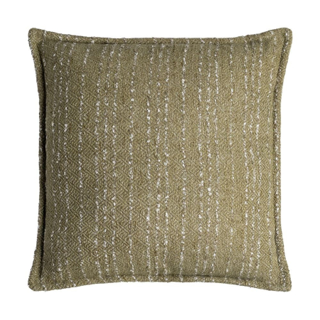 Textile in Stil Mediteranean - Set 2 perne decorative verde-oliv cu fire fine albe pe verticală și suprafață mată pe fundal alb