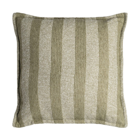 Textile in Stil Mediteranean - Set 2 perne decorative verzi cu dungi verticale late în măsliniu și bej pe fundal alb