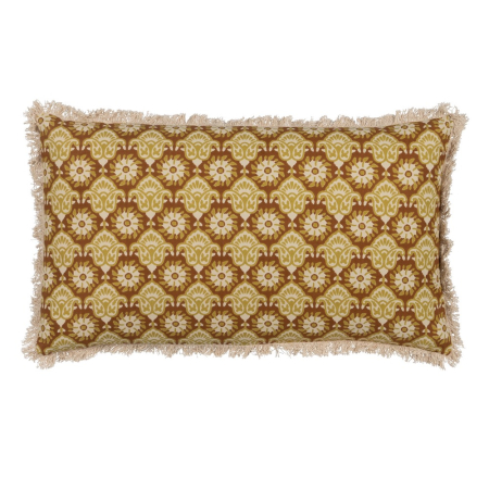 Perne Decorative in Stil Boho - Set 2 pernute cu model medalion auriu si franjuri