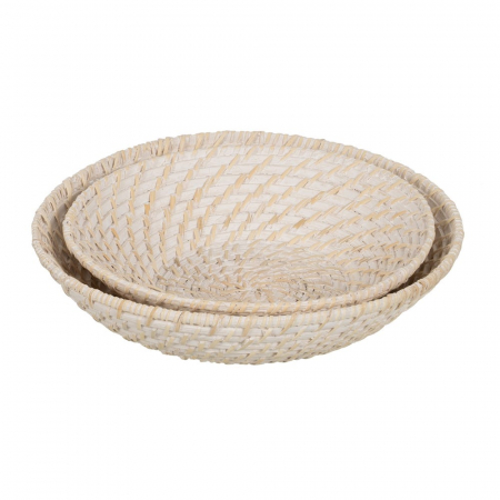 Set decorativ Ixia – platouri rotunde bambus și ratan, stil alb japandi [1]