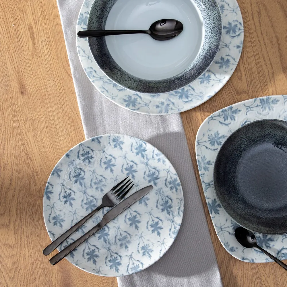 Platouri alb-albastre | Set 2 | Portelan sofisticat | CreativDeco [1]