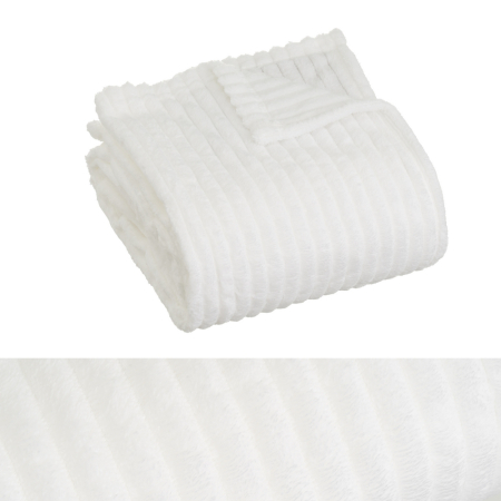 Textile - Set 2 pleduri din flanel alb-ivoriu cu franjuri