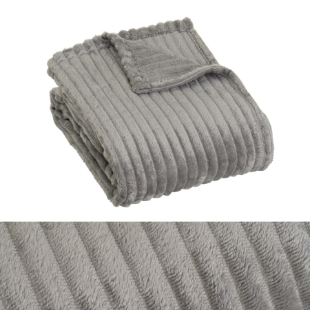 Textile - Set 2 pleduri din flanel gri cu franjuri