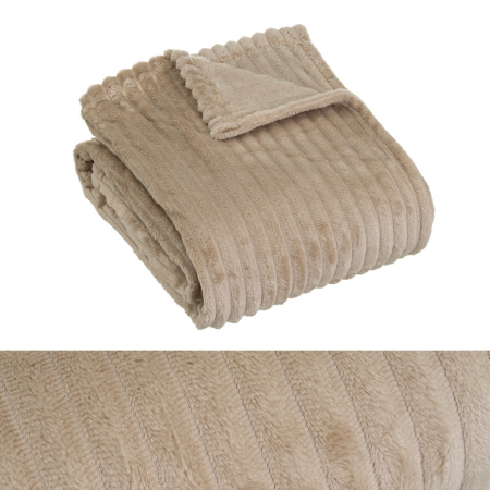 Textile - Set 2 pleduri din flanel maro-taupe cu franjuri