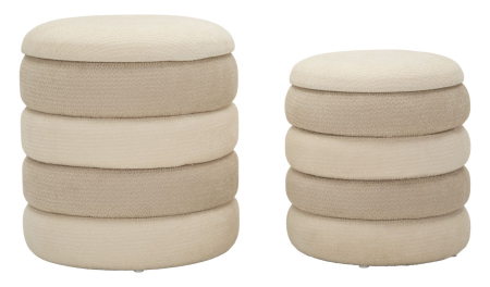 Mobilier - Set 2 pufuri container stil nordic bej și crem